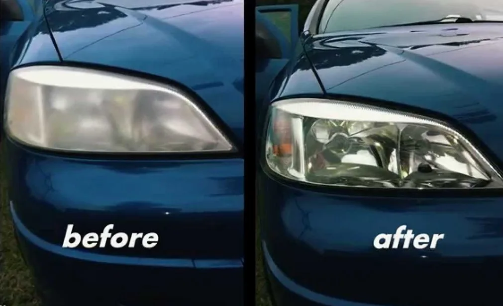 Restored headlight on a vehicle