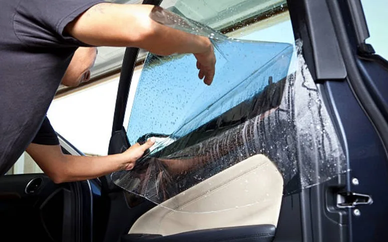 Nano ceramic window tint applied to a car window
